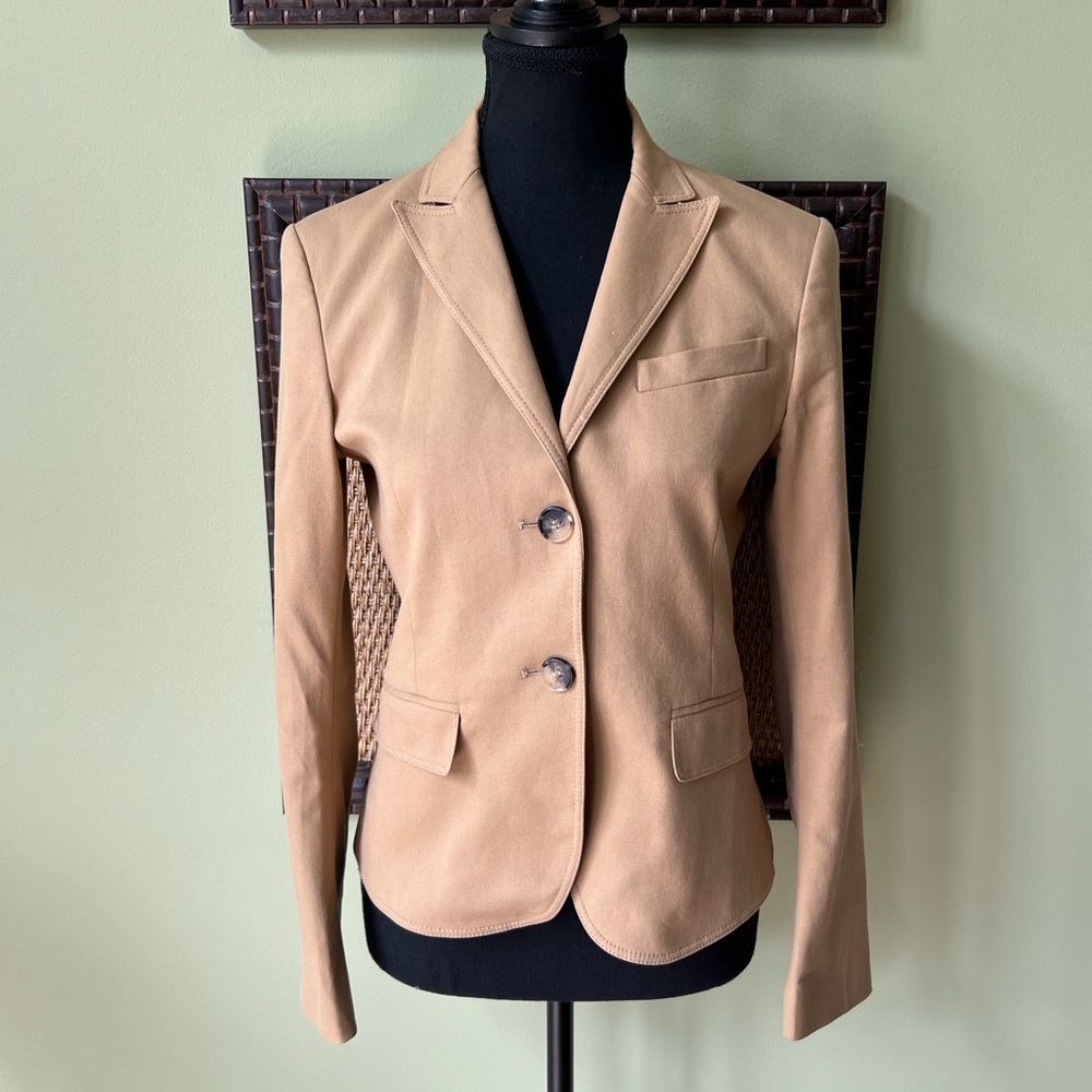 Theory Classic Single Breasted Button Pockets Cotton Blazer